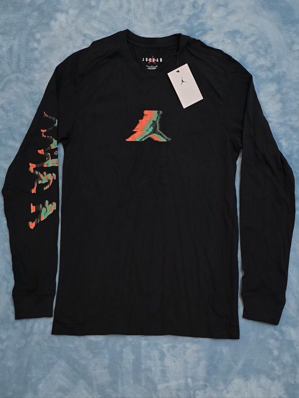 Jordan Mens Small Black Long-Sleeve Tee with Multicolor Jumpman